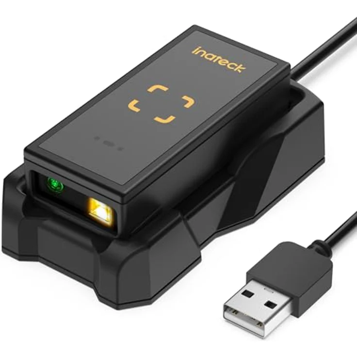 Inateck BCST-46, Tragbarer Bluetooth Barcode Scanner, 1D 2D QR Code Scanner kabellos mit APP und SDK, magnetisches Design, 25g leicht – Bild 1