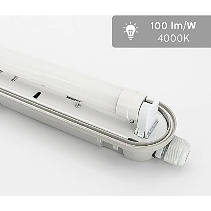 NCC-Licht LED Feuchtraumleuchte Wannenleuchte 150cm 1x 22W T8 Röhre 840 Neutralweiß 4000K IP65 mit Sensor – Bild 3