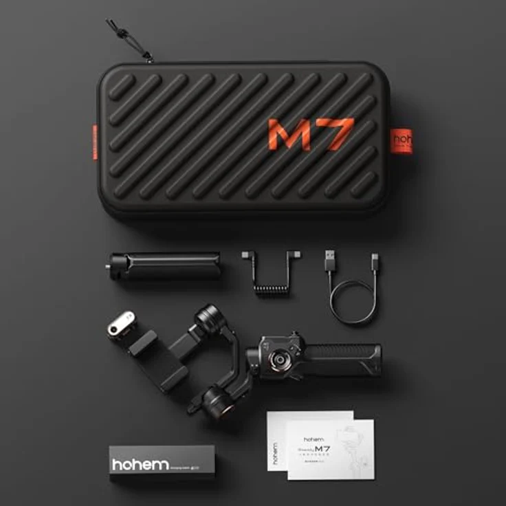 Hohem iSteady M7 AI Tracking Smartphone Gimbal 3-Achse-Telefonstabilisator mit 1,4-Zoll-OLED-Touchscreen-Magnetic, Fülllicht, Verlängerungstab für iPhone und Android-Videoaufzeichnung, RGB- und CCT-Fülllicht, Fernbedienung, Akkulaufzeit 12 Stunden, Schwarz – Bild 4