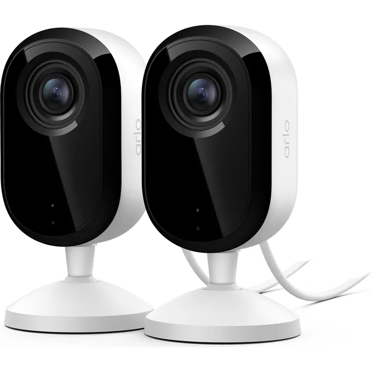 Arlo Essential 3 2K Innen, Netzwerkkamera im 2er-Set mit automatischem Objektivschutz und Zwei-Wege-Audio