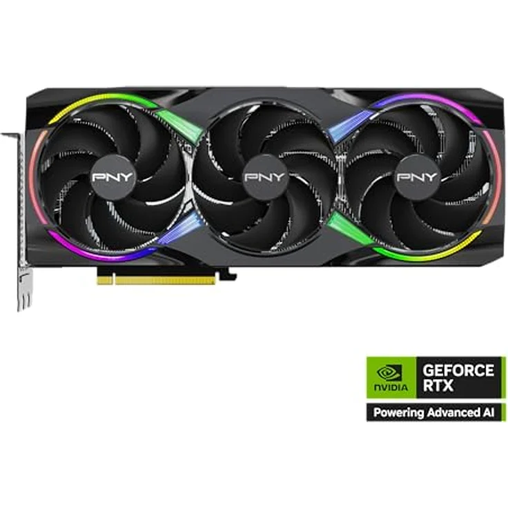 PNY GeForce RTX 5080 Epic-X OC, 16384 MB GDDR7 Next-Gen-Grafikkarte mit Triple-Fan-Kühlerdesign, RGB-LED-Beleuchtung – Bild 3