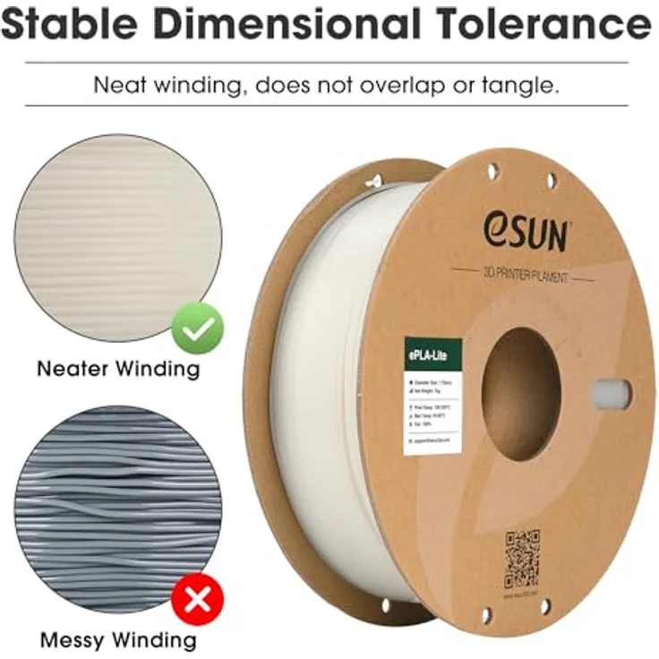 eSUN PLA Filament 1.75mm, Modifiziertes 3D Drucker Filament, Grau+Kaltes Weiß, Maßgenauigkeit +/- 0.03mm, 1KG pro Spule, 2 Spulen, Hohe Kompatibilität mit FDM Druckern – Bild 5