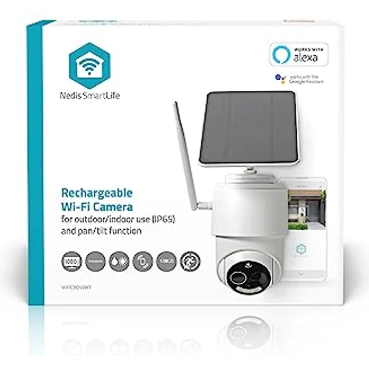 Nedis SmartLife Außenkamera Wi-Fi Full HD 1080p Pan tilt IP65 Max. Batterie-Lebensdauer: 5, Netzwerkkamera, Weiss – Bild 5