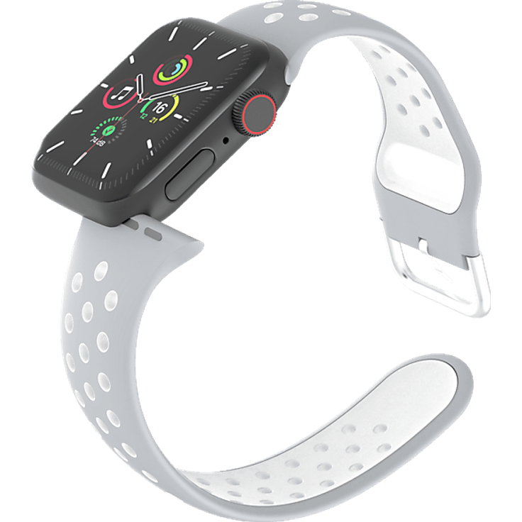 ISY ISB-1002, Ersatzarmband für Apple Watch, Silikon, grau/weiß, geeignet für 42/44/45 mm
