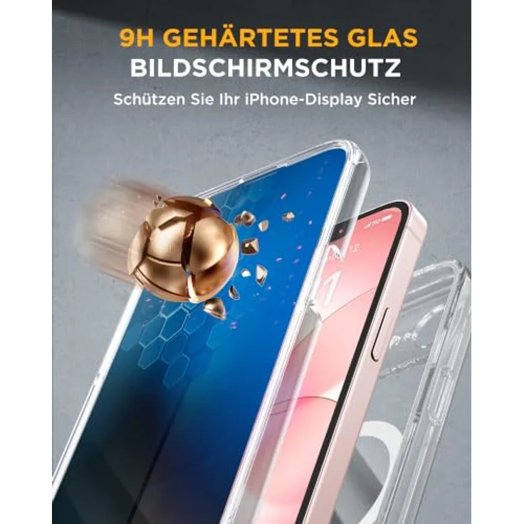 Miracase Sichtschutz Hülle für iPhone 17e / iPhone 16e, 360° Vollschutz, stoßfest, integrierte ANTI-SPY gehärtete Glas-Schutzfolie, kratzfest, klar – Bild 5