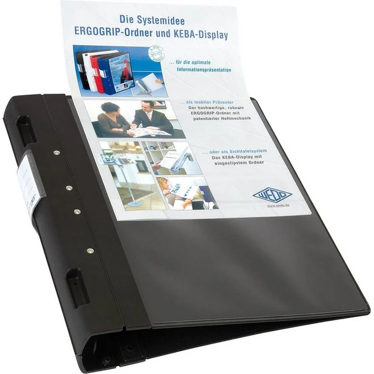WEDO Aktenordner ERGOGRIP, A4 Format, 4 Ring Mechanik, schwarz – Bild 1
