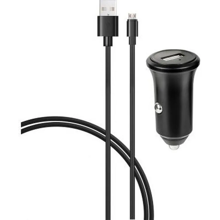 Bigben Connected Autoladegerät USB-A 2.4A Fast Charge mit USB-A / Micro-USB Kabel, schwarz