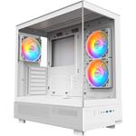 Montech XR Midi-Tower, Tempered Glass - weiß, PC-Gehäuse mit gutem Airflow, für Mainboards bis ATX, Radiatoren bis 360 mm möglich, drei 120-mm-PWM-ARGB-Lüfter vorinstalliert