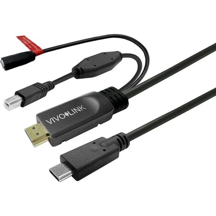 Vivolink Touchscreen-Kabel mit USB-C-Anschluss, 4K HDMI-Ausgang und USB-B-Übertragung, Hochleistung, schwarz