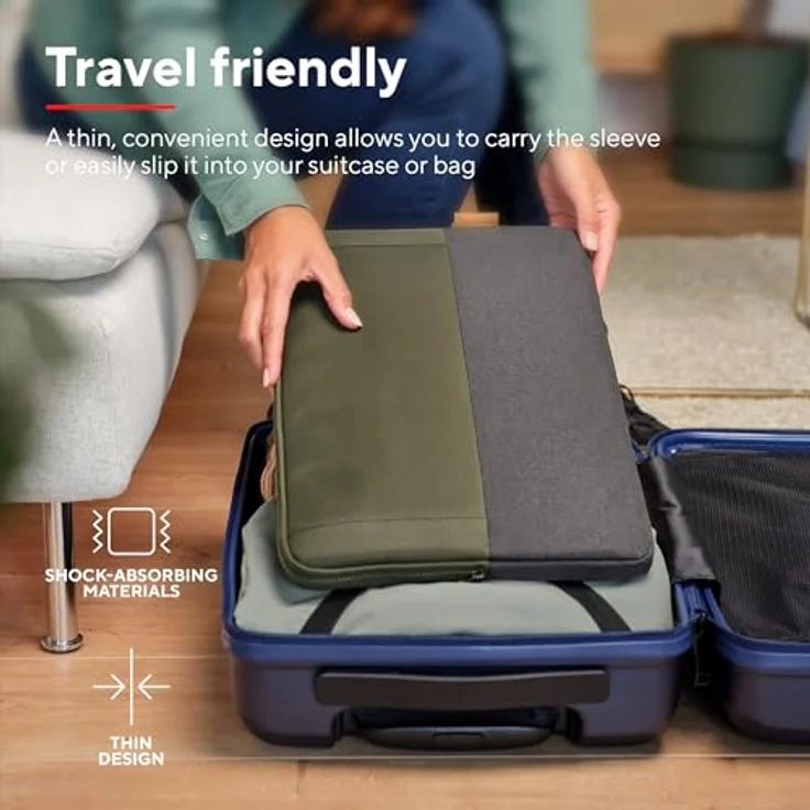 Trust Lisboa Laptophülle 16 Zoll, Laptoptasche aus Recycelten PET-Flaschen, Arbeitstasche Laptop Sleeve, Tasche Herren Damen für MacBook Notebook HP Dell Asus Lenovo Reisen Business - Grün – Bild 4