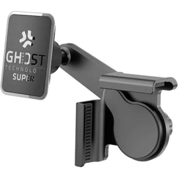 Celly Ghost Super Tesla, Magnetischer Smartphone Halter für Tesla-Fahrzeuge, Schwarz mit 360° drehbarem Arm und verstellbarem Schraubensystem