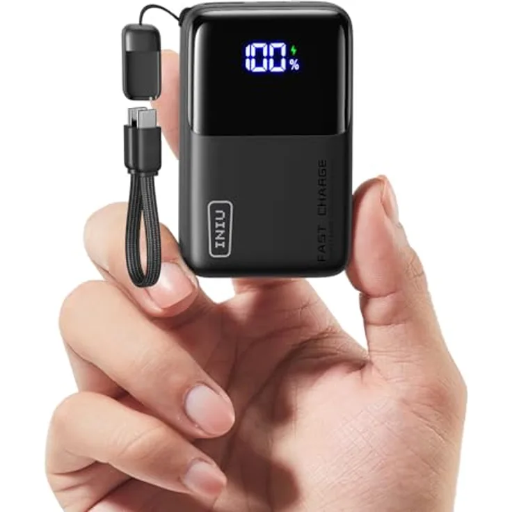 INIU Mini Power Bank 10000mAh, 45W Schnellladegerät mit USB-C Kabel, kompatibel mit iPhone 16/15/14/13, Samsung, Google, MacBook und iPad
