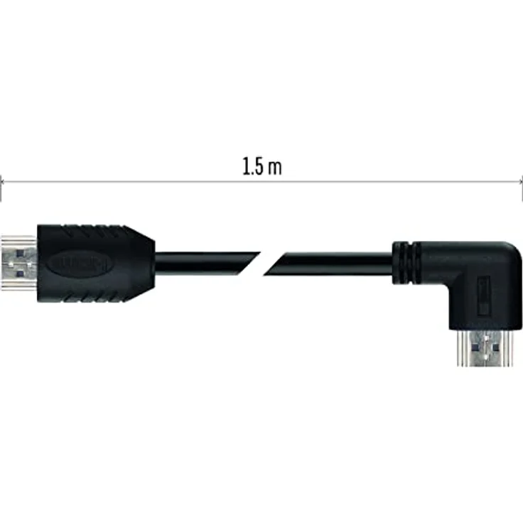 EMOS High Speed HDMI 2.0 Kabel mit Ethernet 1,5 m, 18 Gbit/s Hochgeschwindigkeitskabel mit Ultra HD, 4K, 3D, ARC Unterstützung, 90° Winkelstecker auf A-Stecker schwarz – Bild 3