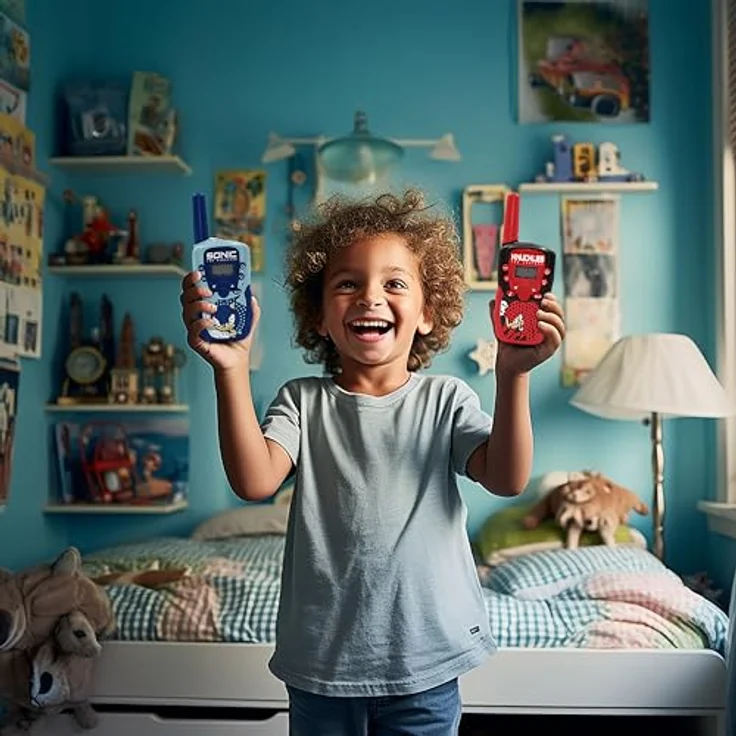 Sonic Walkie Talkie Set für Kinder, mit 300 m Reichweite, Digitalem LCD-Display und VOX-Funktion, inklusive Taschenlampe – Bild 4