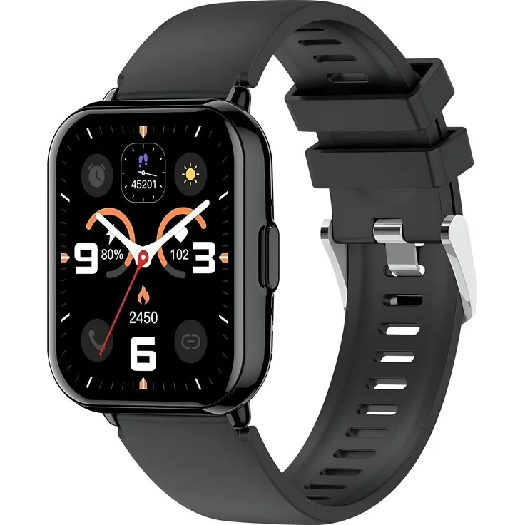 Avizar Titmo E-100, Smartwatch mit 1,83 Zoll TFT-Display, IP68 Wasserdichtigkeit und Gesundheitsfunktionen, Schwarz