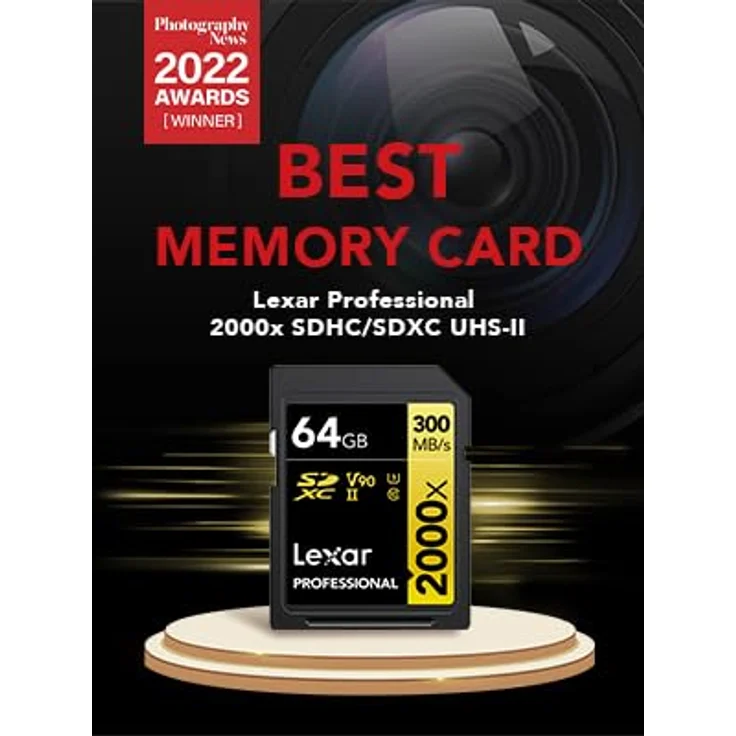 Lexar Professional 2000x SD Karte 64GB, SDXC UHS-II, bis zu 300 MB/s Lesen, Class 10, U3, V90, für DSLR und 4K-Videokameras – Bild 4