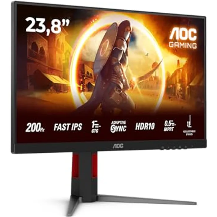 AOC Gaming 24G4HA, 24 Zoll Full HD Monitor mit 200 Hz, 1 ms Reaktionszeit, G-Sync kompatibel, HDR10, schwarz-rot