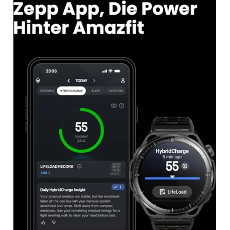 Amazfit Balance 3, Smartwatch mit 1.5 AMOLED-Display, 21 Tage Akkulaufzeit und HybridCharge™, Titanium Black – Bild 8