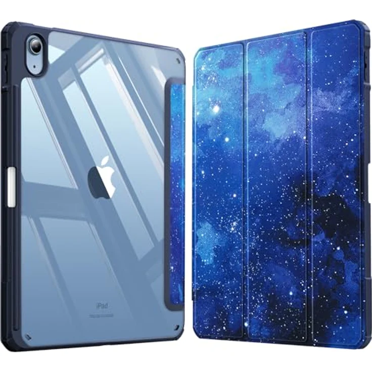 Fintie Hybrid Hülle für iPad (A16) 11 Generation 11 Zoll 2025, iPad 10 Generation 10.9 Zoll 2022 - Stoßfeste Schutzhülle mit transparenter Hartschale, integrierter Stifthalter und Sternenhimmel-Design – Bild 1