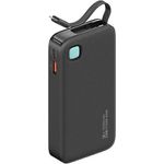 USAMS Powerbank Ze Zwijanym Kablem, Retractable Lightning 10000 mAh, PD 20W Fast Charge, XY Series, Schwarz