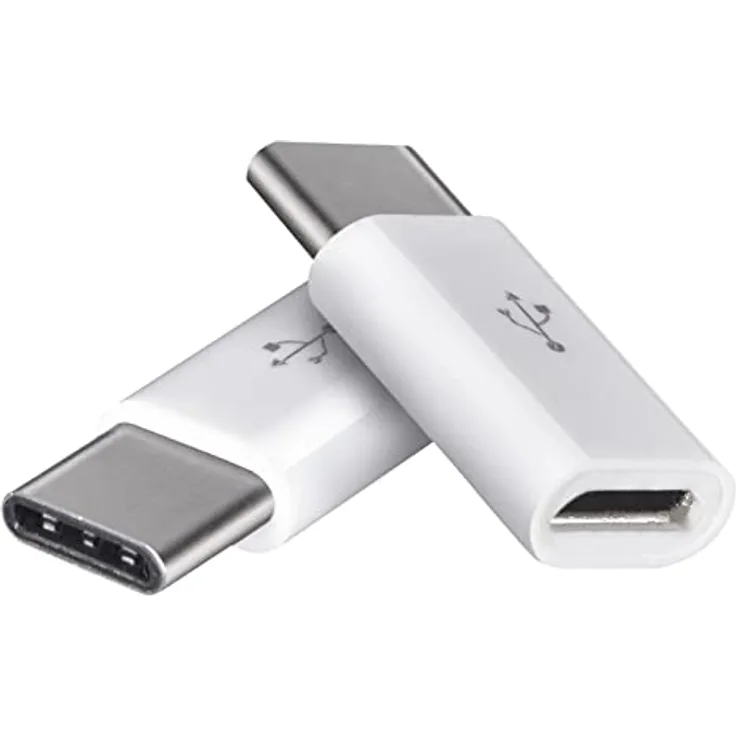 EMOS Micro-USB auf USB-C Adapter 2.0, 480 Mbit/s Reduzierstück / 2X Reduktion, Stecker Typ C auf Micro-B Buchse für Schnellladen und Datenübertragung, 2 Stück, SM7023, weiß