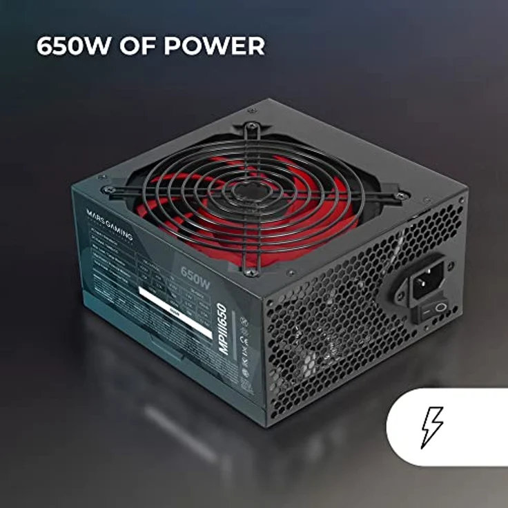 Mars Gaming MPIII650, PC ATX 650W Netzteil, 5 Jahre Garantie, Silent AI-RPM Technologie, 85% Wirkungsgrad, Schwarz – Bild 2