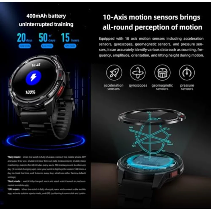 Mibro Gs Active Smartwatch Schwarz Schwarz One Size, AMOLED-Display, lange Akkulaufzeit – Bild 4