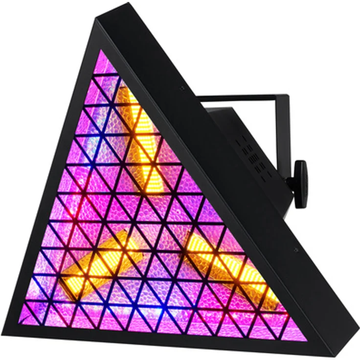 Varytec Retro Blinder TRI 380, LED Blinder in Dreiecks-Form mit 3x 80W Warmweiß COB LED und 48x RGB SMD-LED, DMX steuerbar, ideal für Clubs und Bühnen