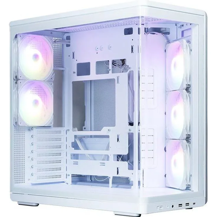 ZALMAN P60 WHITE, Midi Tower PC-Gehäuse in Weiß, ATX und Mini-ITX, mit gehärtetem Glas, 7 Erweiterungsslots und 17 cm CPU Kühler-Höhe
