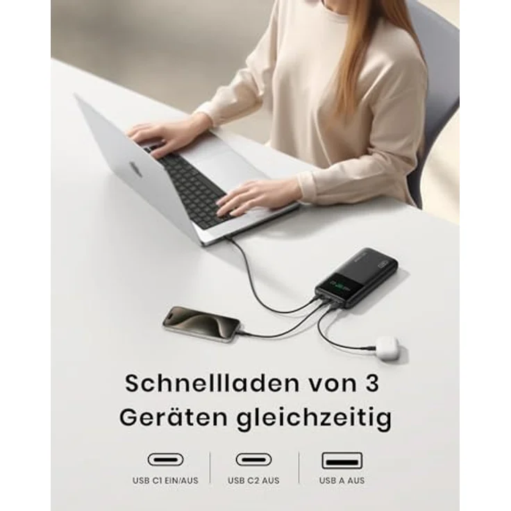 INIU Power Bank, 27000mAh 140W Power Bank Klein Aber Stark USB C Input & Output for Phone & Laptop, Externer Handyakkus für MacBook Pro Steam Deck iPhone 15 14 13 12 Pro Samsung S23 iPad etc – Bild 5