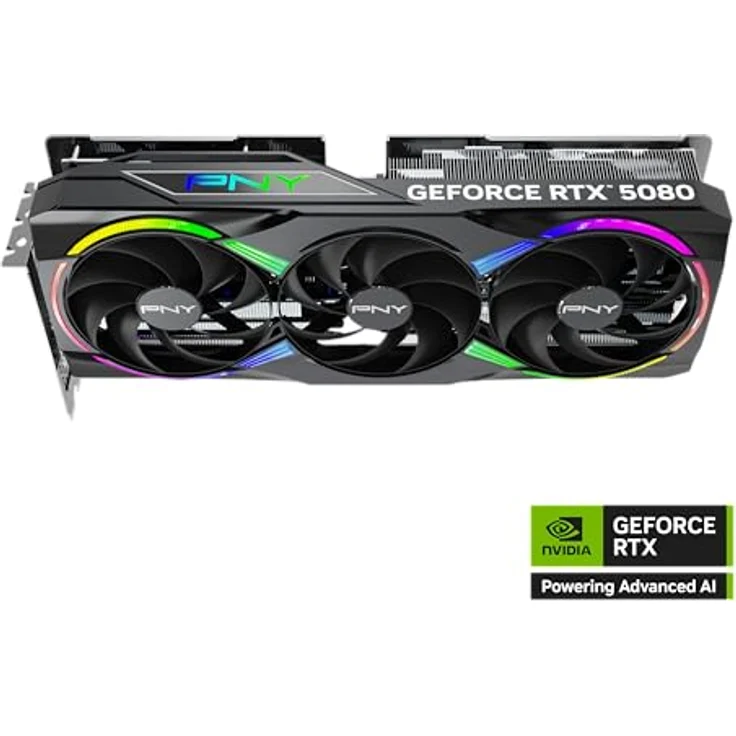 PNY GeForce RTX 5080 Epic-X OC, 16384 MB GDDR7 Next-Gen-Grafikkarte mit Triple-Fan-Kühlerdesign, RGB-LED-Beleuchtung – Bild 8