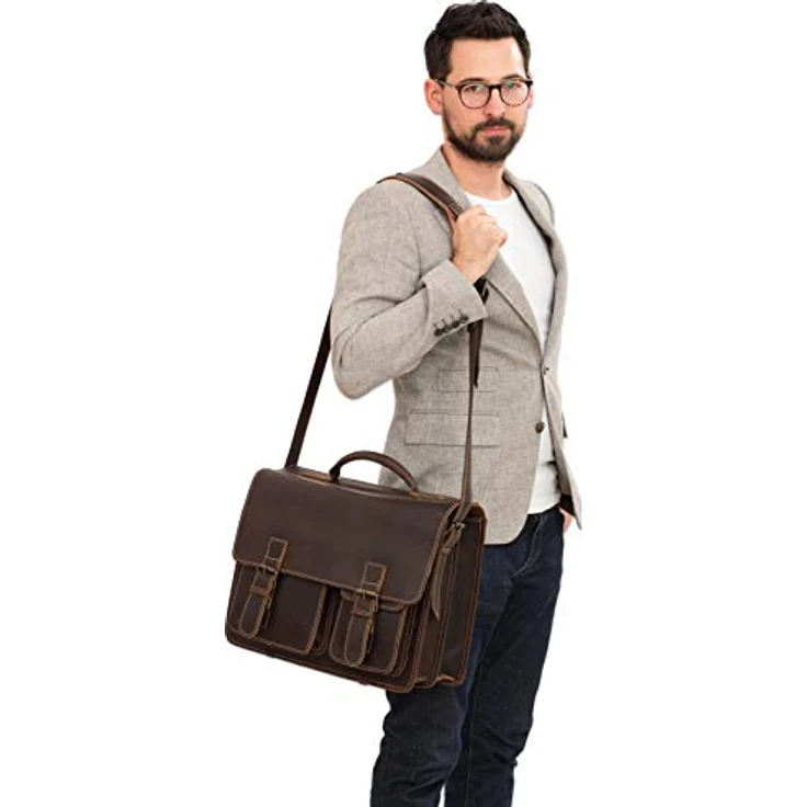 Greenburry Aktentasche Buffalo 1128 XXL, Klassische Laptop-Tasche mit vielen Fächern, braun – Bild 10