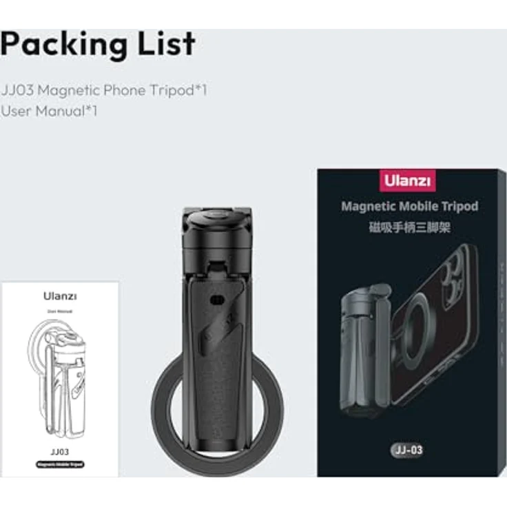 Ulanzi JJ03 Magnetic Tripod, Stativ mit magnetischer Halterung für Smartphones und Kameras – Bild 9
