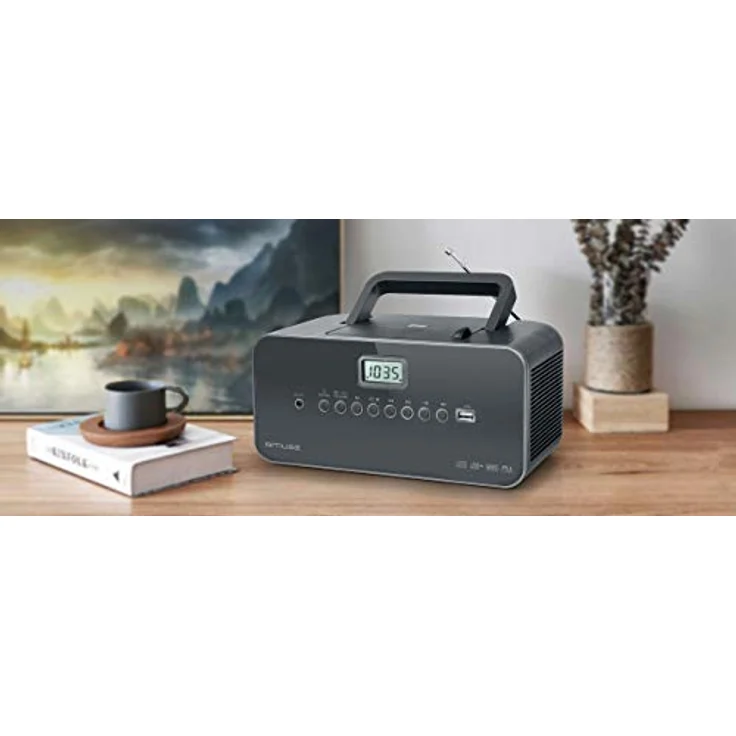 Muse M-28 DG CD-Radio tragbar, PLL UKW-Radio, MW-Tuner, Senderspeicher, USB, MP3-Wiedergabe, Netz- oder Batteriebetrieb, dunkelgrau – Bild 4