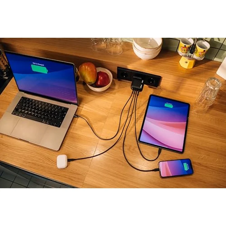 Verbatim Mini GaN Charger 100 W, 3 Ports USB-C Ladegerät mit 2 x USB-C & 1 x USB-A, Schnelles Ladegerät für MacBook, iPad, iPhone, Samsung & mehr, schwarz, inkl. EU- und UK-Adapter – Bild 4