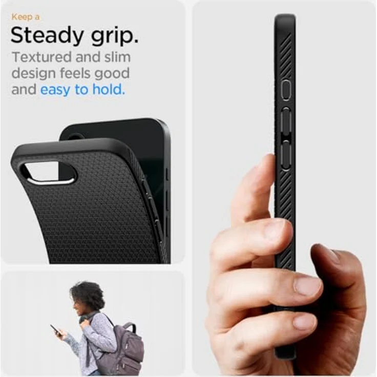 Spigen iPhone 16e Hülle [rutschfest] Liquid Air Case Schutzhülle - Matte Black – Bild 5