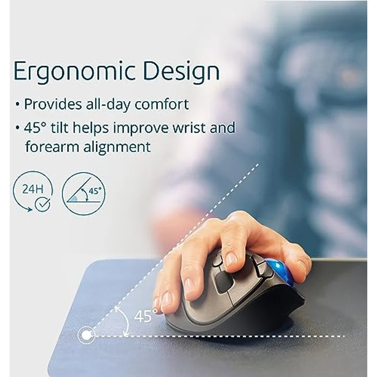 Kensington TRACKBALL PRO FIT ERGO TB450 (Kabellos), Maus, Blau, Schwarz – Bild 4