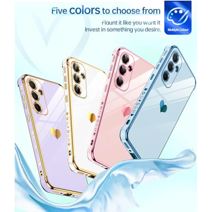 LeYi Hülle für Samsung Galaxy A35 5G, TPU Silikon Schutzhülle mit Herz Muster und 2 Schutzfolien, stoßfest, kratzfest, blau – Bild 5