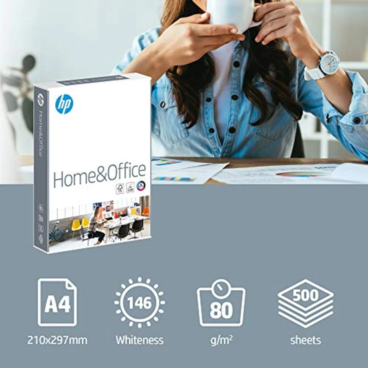 HP Kopierpapier CHP150 Home & Office, DIN-A4 80g, Weiß - Allround Kopierpapier für Zuhause und Büro ,2500 Blatt( 5x500 Blatt), 5er Pack – Bild 2