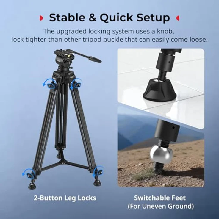 SmallRig 5441 AD14, Heavy-Duty Carbon Fiber Tripod für Smartphone-/Digital-Kamera, schwarz – Bild 8