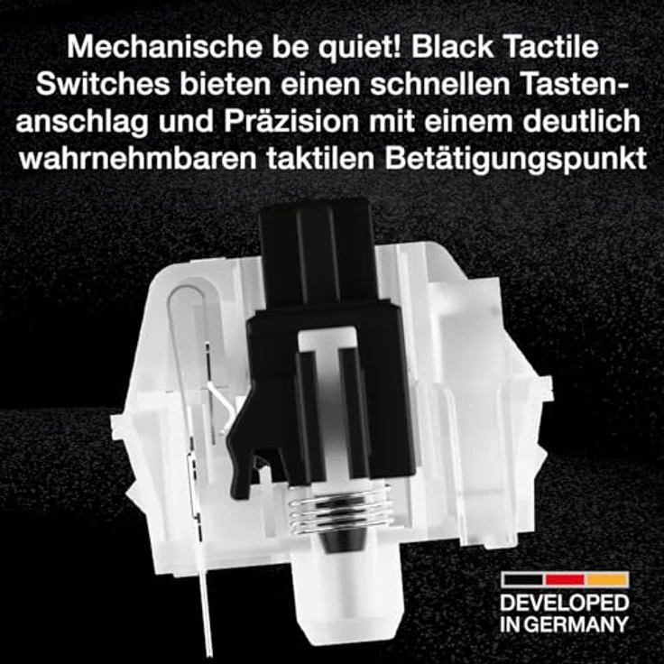 be quiet! Light Mount Silent Tactile UK ISO Tastatur, mechanische Switches, Hot-Swap-Funktion, ab Werk geschmierte Schalter, PBT-Double-Shot-Tastenkappen, ARGB-Beleuchtung, 3 Schichten Dämmung, schwarz – Bild 2