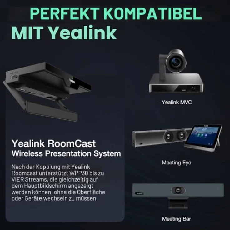 Yealink WPP30, Dongle, Schwarz, 4K UHD, 30 fps, Wi-Fi 5, USB Typ-C – Bild 7