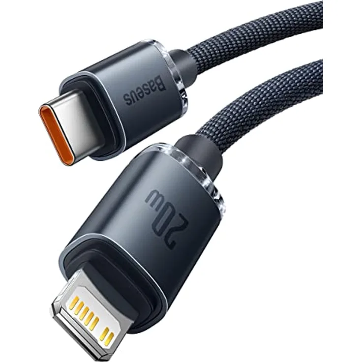 Baseus Crystal Shine USB Typ C auf Lightning Kabel, 20W Schnelllade- und Datenübertragung, 2m, schwarz