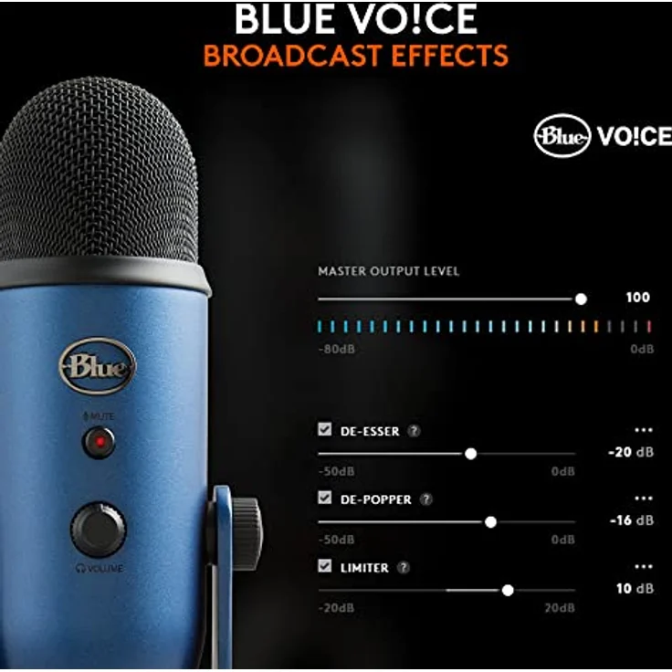 Blue Microphones Yeti USB-Mikrofon für Aufnahme und Streaming auf PC und Mac, verstellbares Stativ, Plug und Play - Mitternachts – Bild 3