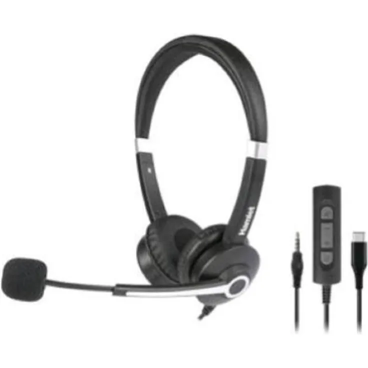 Hamlet HHEADM-UJX, Professionelles Binaurales Headset mit Mikrofon, USB-A, USB-C, 3,5 mm Klinke, Rauschunterdrückung, On-Ear-Design