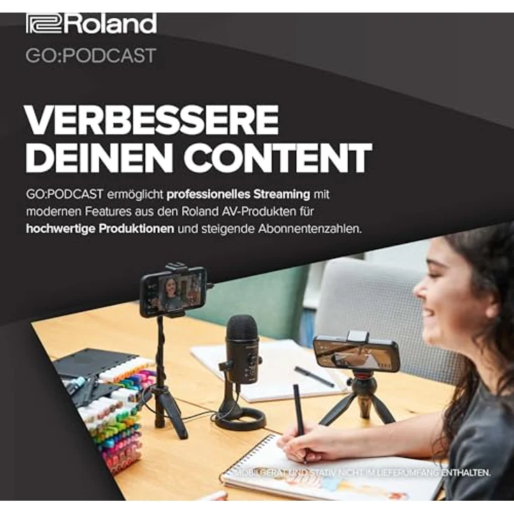 Roland GO:PODCAST Video-Podcast-Studio für Smartphones, inkl. hochwertigem USB-Mikrofon mit vier Richtcharakteristiken, Livestream-System für Podcaster & Vlogger – Bild 5