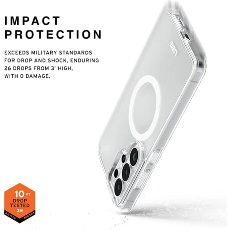 URBAN ARMOR GEAR Scout Clear Case für Samsung Galaxy S26 Ultra, UV beständig, Wireless Charging, magnetisches Aufladen, erhöhter Rand, Ice (transparent) / weiß – Bild 3