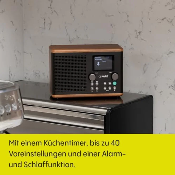 Pure Classic H4 Digitales Küchenradio (DAB+/FM, Bluetooth, USB, AUX, Küchentimer, Wecker), Coffee Black/Walnut – Bild 4