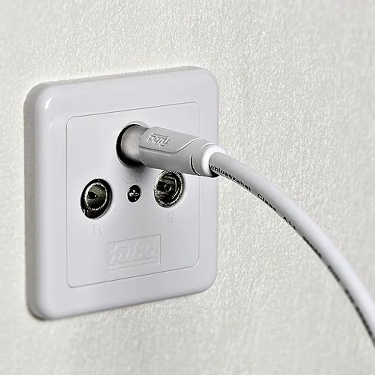 Fuba AFQ 150 Antennenkabel 1,5m weiß - 4-fach geschirmt 130dB - HDTV UHD 4K 8K - F-Anschlusskabel Koaxialkabel F-Quick Stecker (für DVB-S2-Receiver/TV-Geräte, Router, DAB+ Radios) – Bild 5