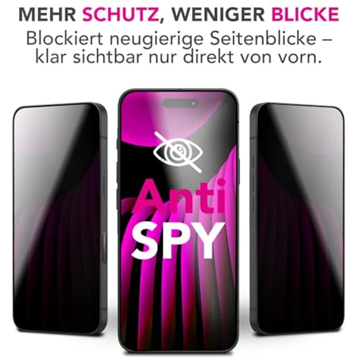 NALIA AntiSpyX, Privacy Schutzglas für Apple iPhone 17 Pro Max, 9H Kratzfest, Diskreter Blickschutz, Hüllen-freundlich, Touch-sensitiv – Bild 3